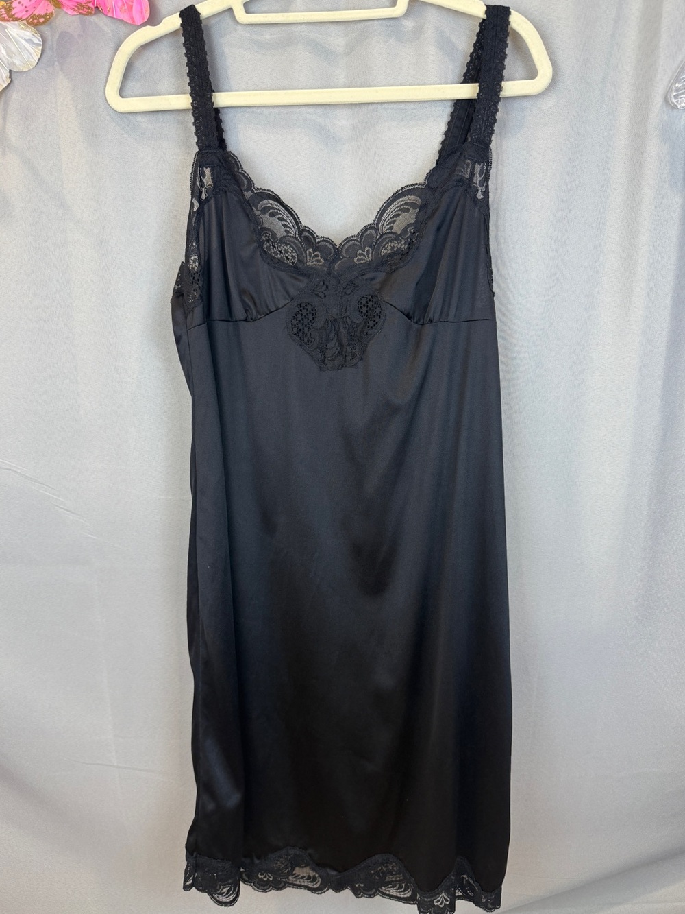 Vintage Bali Studio Black Full Slip Nightgown- Size 38